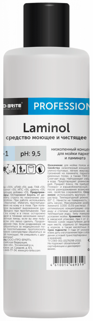 ПРО-БРАЙТ Laminol  моющий концентрат для полов 1 литр.